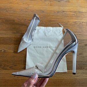 NEW Good American Cinder F*cking Rella Pump Glass Clear Size 9 NWT